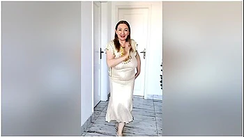 Oriental Splendor: Busty Granny Mariaold Golden Dress Dance Extravaganza