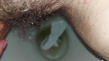 Hairy Housewife GinnaGg Pissing Close Up Toilet Pee Play