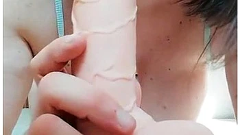 Horny Italian Big Bobs Milf Make Wet Blowjob To Big Cock Dildo Amateur Girl