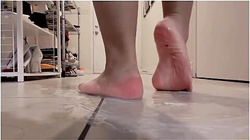 Bare Feet Playing In Daddys Cum Puddle