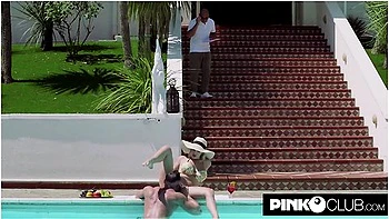 La Busty Marica Chanelle Fucked In Her Ass In A Poolside Threesome