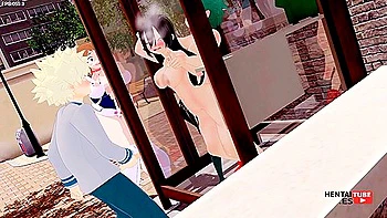 Car Toon In Boku No Hero Academia Hentai - Deku Fucks Tsuyu While Uraraka Watches Them And Bakugou Jerks Off Wat