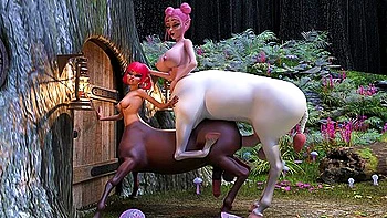 Fantastic Sentaur Girls With Horse Futa-cocks Fuck In The Woods