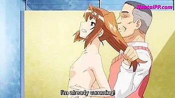 My sister gives an old man a hand job and blowjob in the bathroom, makes him ejaculate, and makes him cum inside her!