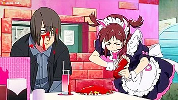 A beautiful girl and a slightly older maid get into a war with the maids from an affiliated store?