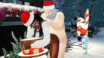 Cheating Ebony Wife Takes Santas Big Cock Ft. Pornstar