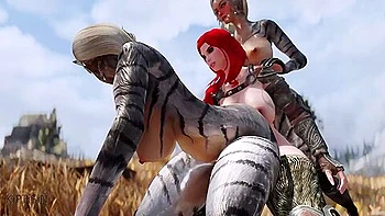 Catgirl Fake twin Step sisters Fucked By Huge Futanari Redhead Warrior Cock 2