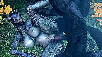 Argonian And Werewolf - Side (forest)