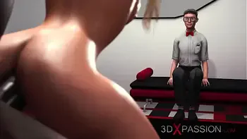 3d cuckold! Horny young blonde fucked hard by a big black cock