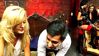 Sensual Jane Gets Her Pussy Rubbed While Her Friends Suck Dick In The Dungeon