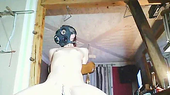 Slave Nina. Tied, Gasmask, Shaved And Penetrated