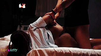 Cute Ebony Gets Her Face Covered In Cum And Then Fucked All Night