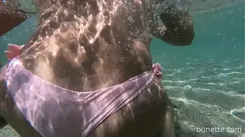 Butt Plug swim and piss on the beach