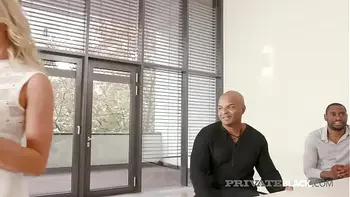Private Black - Hot Blonde Victoria Pure DPd By 4 Big Black Cocks!