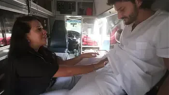 My hot Latina EMT boss convinced me to fuck her in the ambulance