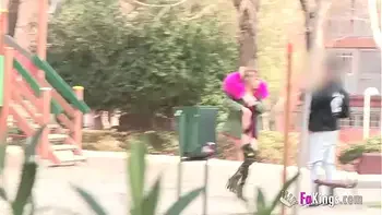 She masturbates in the street while looking for guys