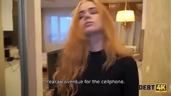DEBT4k. Red-haired waitress delays debt and fuck is the price for it