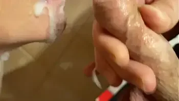 Deep Throad Blow Job with a lot cum in my mouth next he Pee on my Big Tits