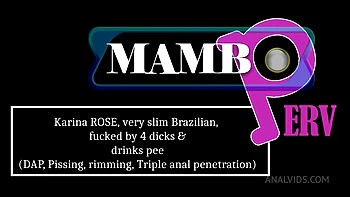 Karina Rose, Very Slim Brazilian, Fucked By 4 Dicks & Drinks