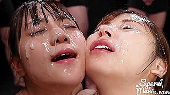 Aya Komatsu & Nagi Tsukino Asian Bukkake