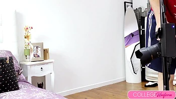 Coed And Sicilia Finger Fuck And Swallow Cum! With Sam Jordan, Sicilia Model And Camera Man