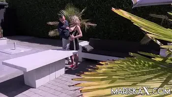 MARISKAX Busty blonde MILF takes on two dicks outdoors