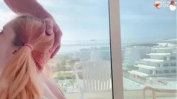 Rough Fucked in Doggystyle Redhead Girlfriend after Blowjob and Cum Inside