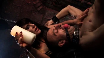 Horny brunette getts facial after BDSM play: Blowjob, Cowgirl  Missonary Porn