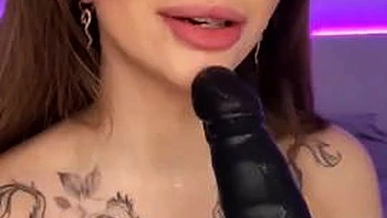 Adrianna Savu rails faux-cock between enormous mounds - super fuckin hot