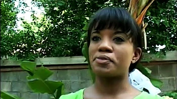 Sweet busty ebony teen tries a huge cock