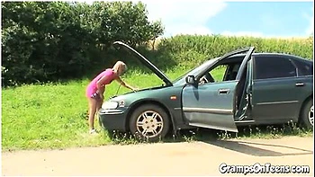 Teen 18+ Fucks Old Man Outside