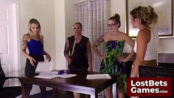 Lesbian Strip Game: Tianna Love Teases & Spanks Skinny Teen Tyler in HD