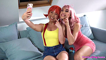 Naughty Cosplay Teens Have Threesome