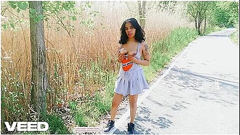 Korean Solo Female Does Public Cosplay Skirt Walking Nude