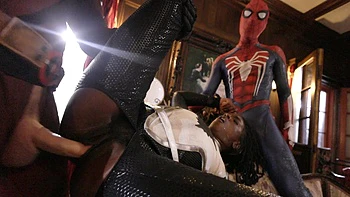 Hot ebony chick Ana Foxxx in a comic book scene