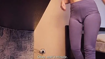 German amateur Ela Stance masturbates with a dildo in tight leggings - wet pussy close up and nasty dirty talk