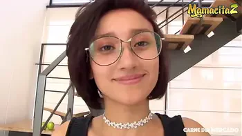 CARNE DEL MERCADO - (Luna Castillo and Alex Moreno) PETITE LATINA ROUGH DRILLED ON HER FIRST CAM EXPERIENCE