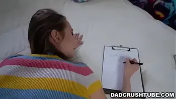 Kyler Quinn is being rebellious and her stepdad gets her to kneel and shove his huge dick inside her wet mouth.