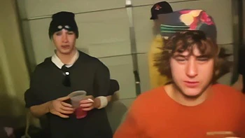 Throat and pussy banged college slut toys her clit