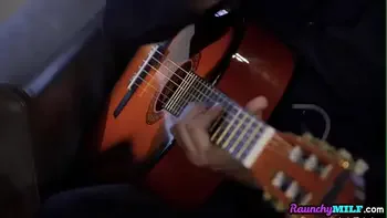 Curvy latin milf riding guitar teachers cock before bj