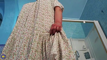 Modern Grandma Nata Loves To Play With Her Dildo And Her Pussy In The Bathroom