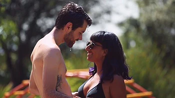 A seductive brunette Kali Sudhra enjoys outdoor sex with Dante Dionys