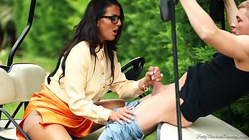 Passionate Brunette Fucked Hard In The Golf Cart