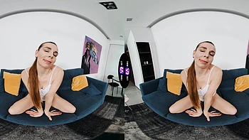 A cute and shy girl, Arina Shy, plays with her pussy at home