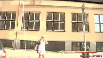 Two hot blonde angels took amateur dude into the fuck car to have some sexy fun and cum