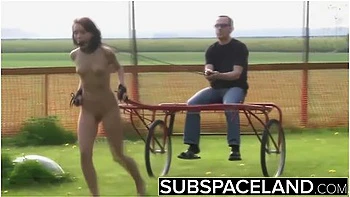 Teen 18+ Humiliated Tied To A Cart And Slapped With A Wet Towel In Submission