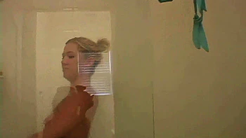 Teasing blonde fondles her pretty titties in POV