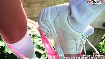 German Teen 18+ In Nylons Has Anal Sex In Public Pov