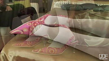 He sprays on her pantyhose