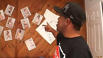 Brunette exposed her pussy to black guys tongue